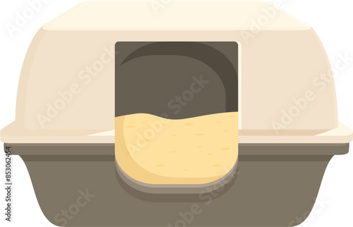 Cat litter box with absorbent sand for domestic animal hygiene