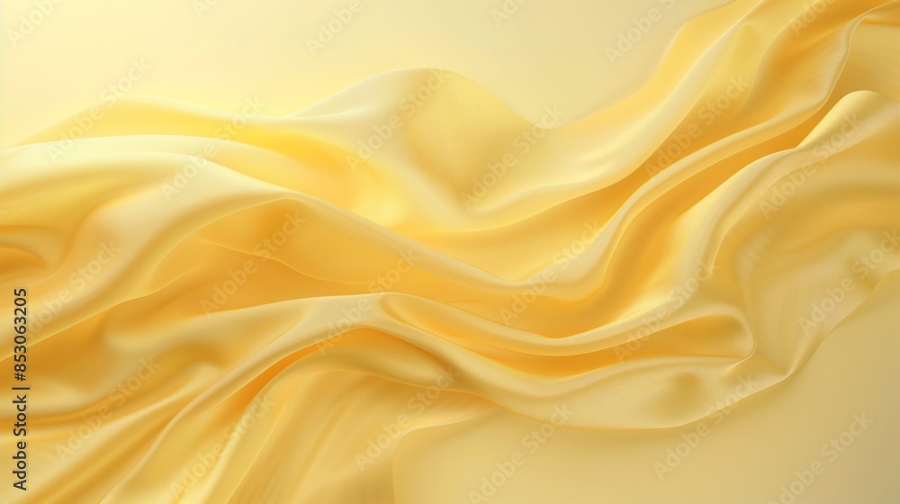 Texture, Close-Up of Elegant Yellow Fabric with Soft Folds Texture, Close-Up of Elegant Yellow Fabric with Soft Folds