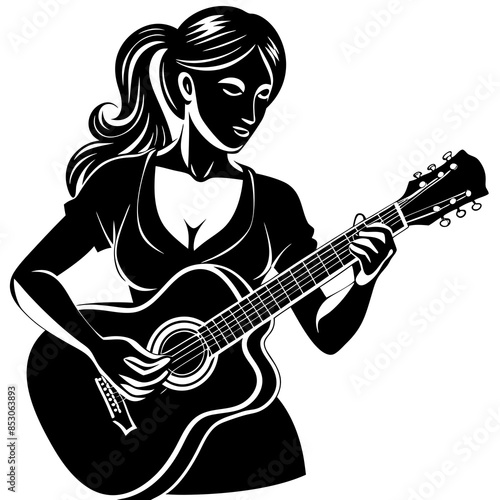 silhouette-of-an-young-woman-playing-guitar--white