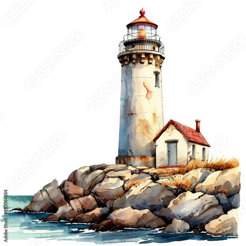 lighthouse vector illustration in watercolor style