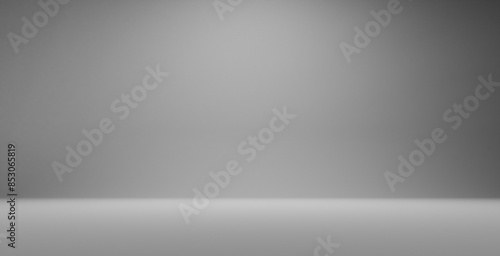 Fototapeta Naklejka Na Ścianę i Meble -  An empty room, light gray floor and walls, partially lit. Space for text, copy space, 3d background, mockup, wallpaper. Composition, graphic resource.