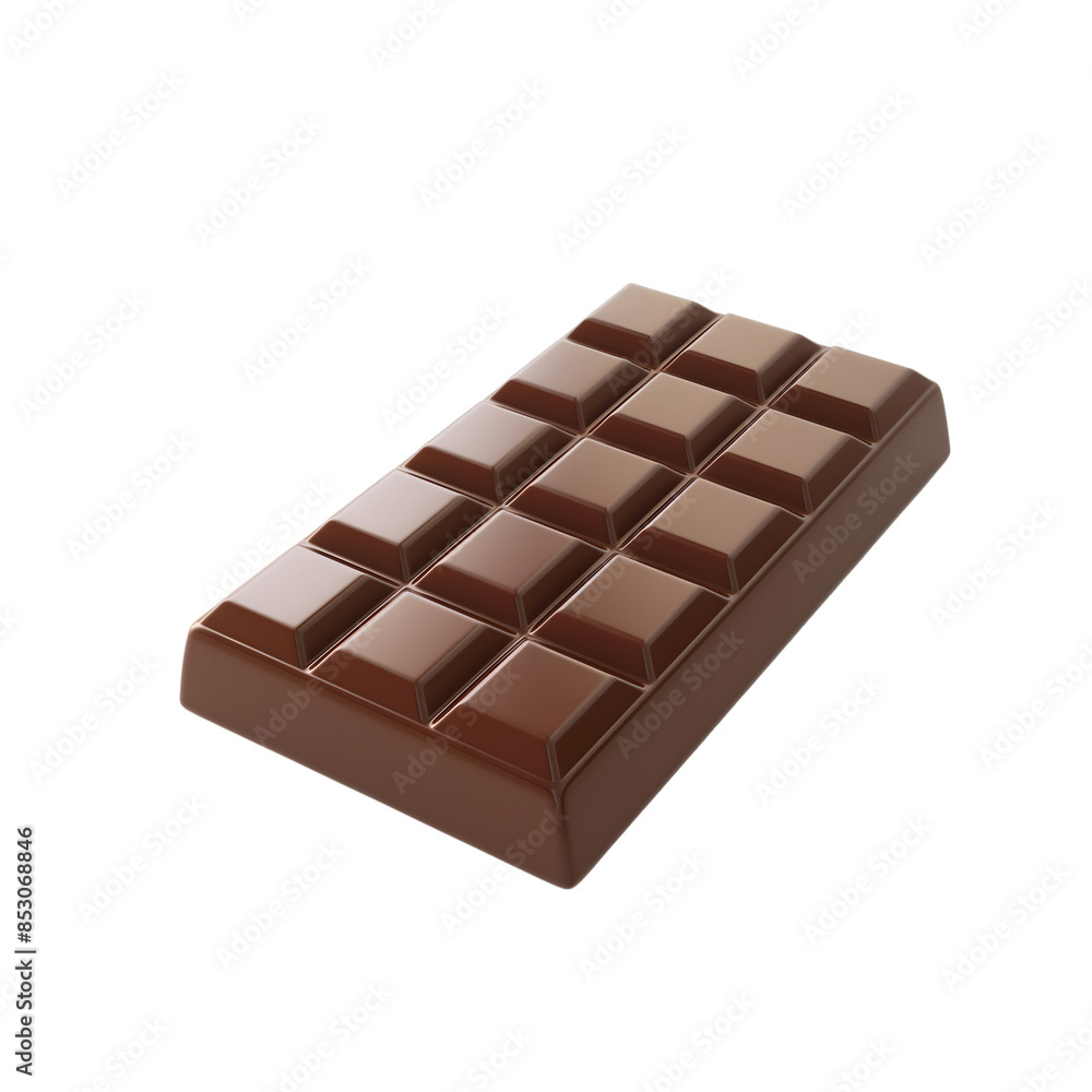 Chocolate bar realistic 3D isolated on transparent background. generative ai Chocolate bar realistic 3D isolated on transparent background. generative ai