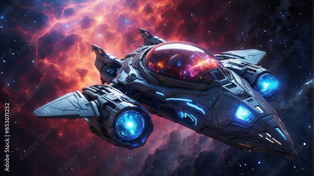Futuristic spaceship in deep space with stars and nebula in the background. AI. Futuristic spaceship in deep space with stars and nebula in the background. AI.