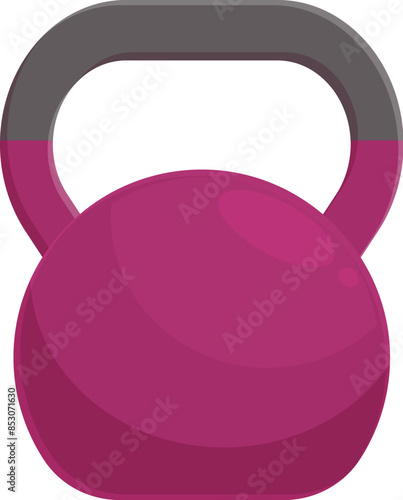 Pink kettlebell is shown sitting on a white gym floor, ready for a workout