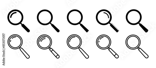 Search icon set.Magnifying sign,loupe icon also in line style isolated on white background.Vector illustration