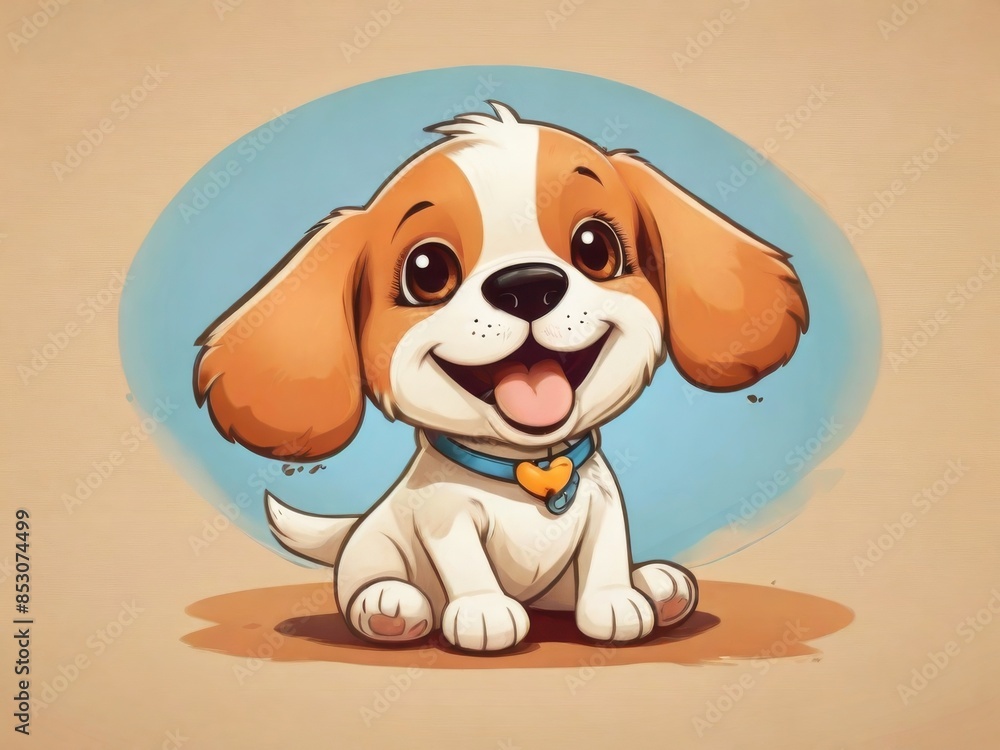 Cheerful dog on a white background. cartoon character