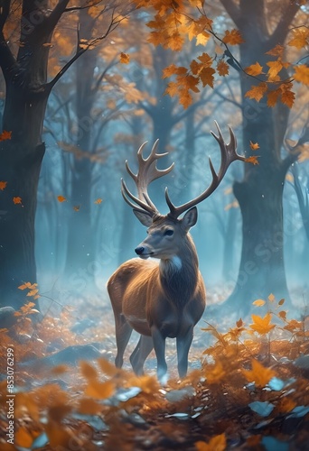 Plakat deer in the woods