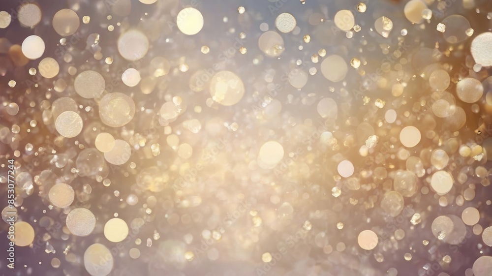 Blurred glitter effects background. Bright soft blue with hints of pearl color. Christmas background