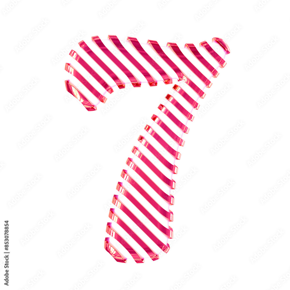 Obraz premium White symbol with pink diagonal ultra thin straps. number 7