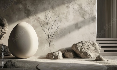 White stones and marble arr...