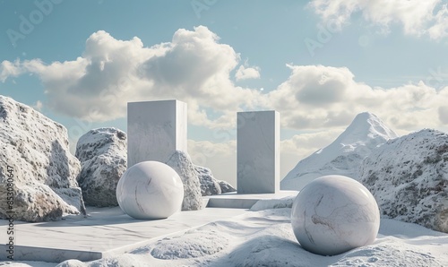 White stones and marble arr...