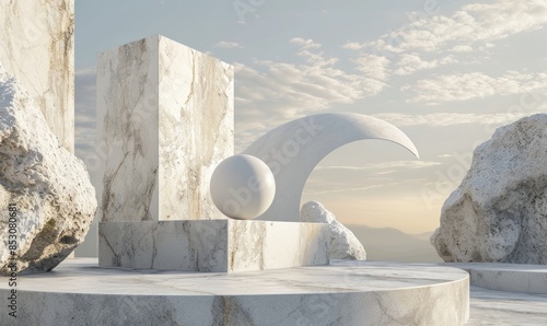 White stones and marble arr...