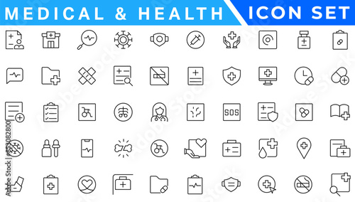 Medical and Health flat icons. Collection health care medical sign icons