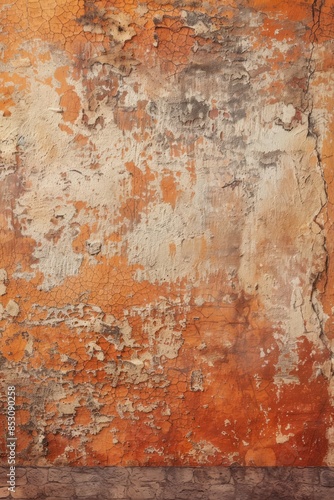 Wallpaper Mural Grunge Orange Wall with Cracked Plaster. Torontodigital.ca