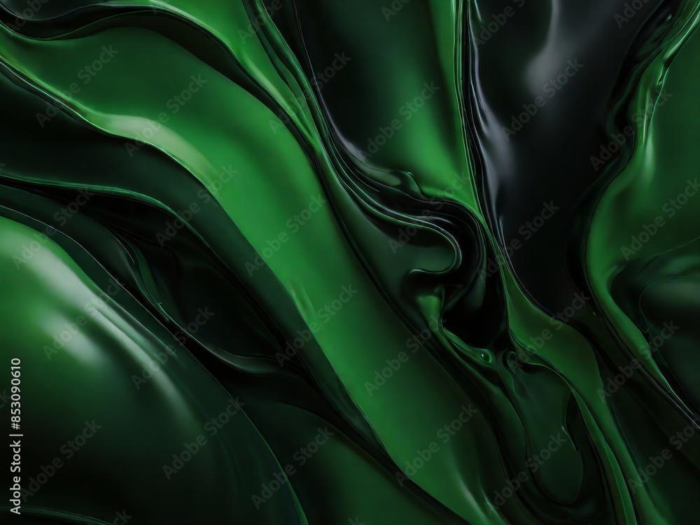 Painted background. Abstract emotional art. Modern design element. Liquid acrylic paints dark green.