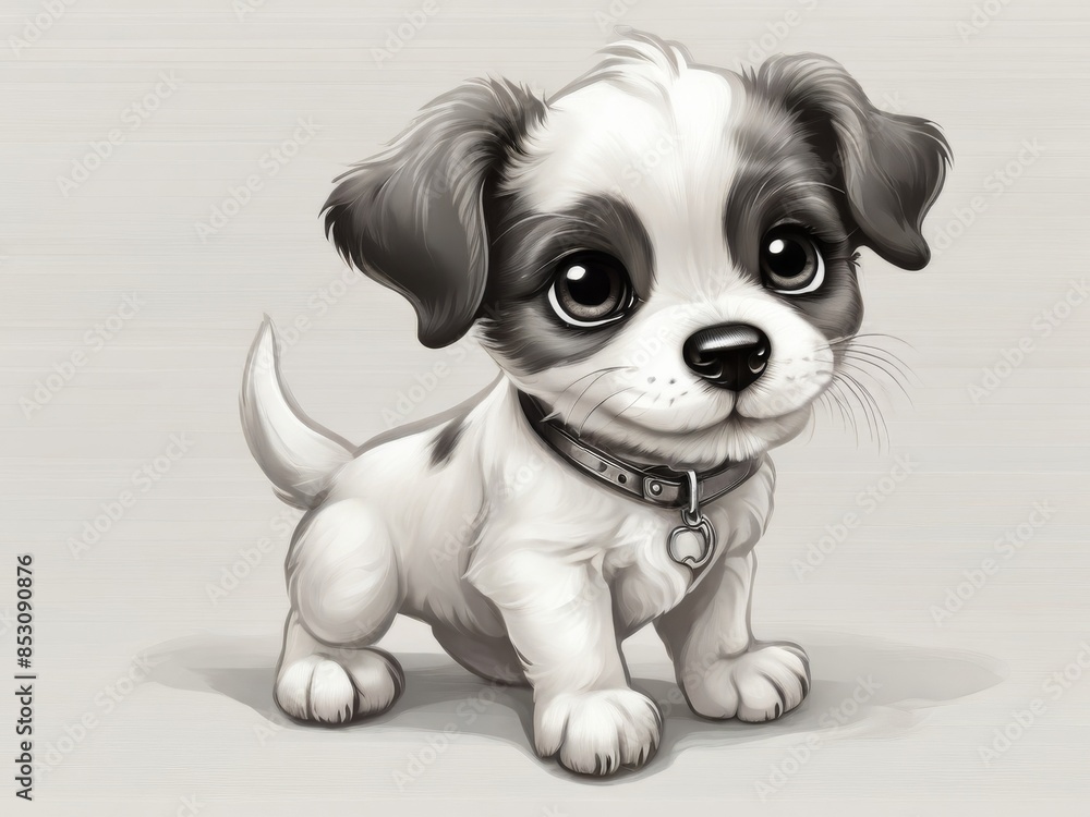 Cheerful dog on a white background. cartoon character