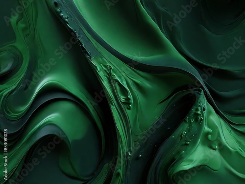 Obraz na płótnie Painted background. Abstract emotional art. Modern design element. Liquid acrylic paints dark green. w salonie