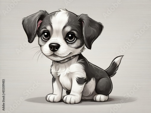 Obraz na płótnie Cheerful dog on a white background. cartoon character w salonie