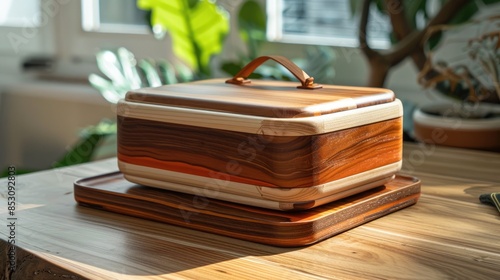 Handcrafted wooden lunchbox admired for its eco friendly qualities