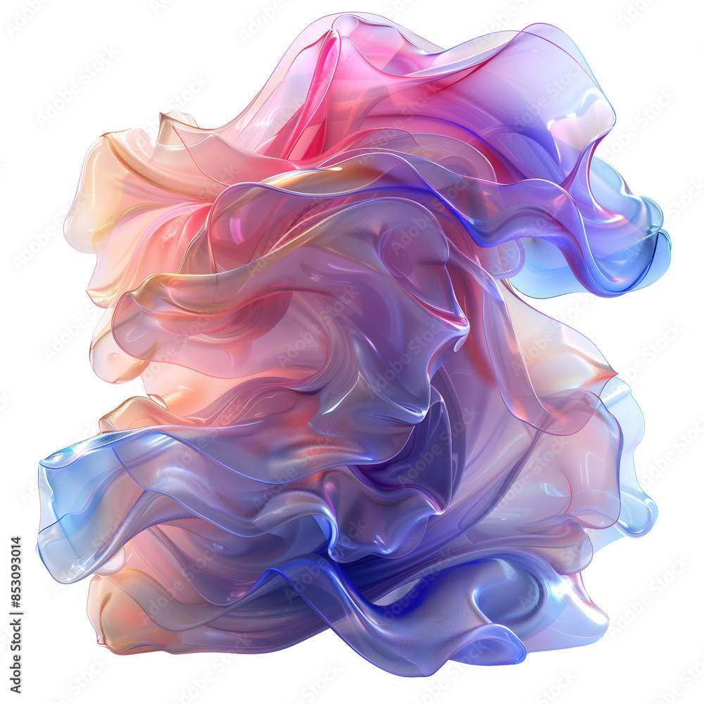abstract wavy shape from cloth holographic isolated on transparent background. abstract wavy shape from cloth holographic isolated on transparent background.