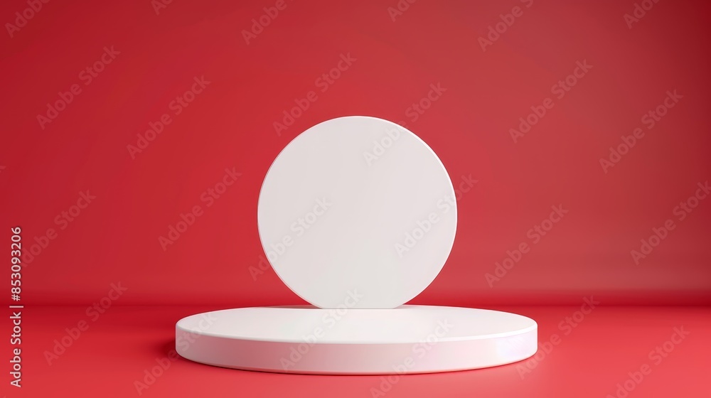 Red minimalist background with a pristine white podium, perfect for showcasing products, modern advertisements, or sleek presentations, elegant and professional Red minimalist background with a pristine white podium, perfect for showcasing products, modern advertisements, or sleek presentations, elegant and professional
