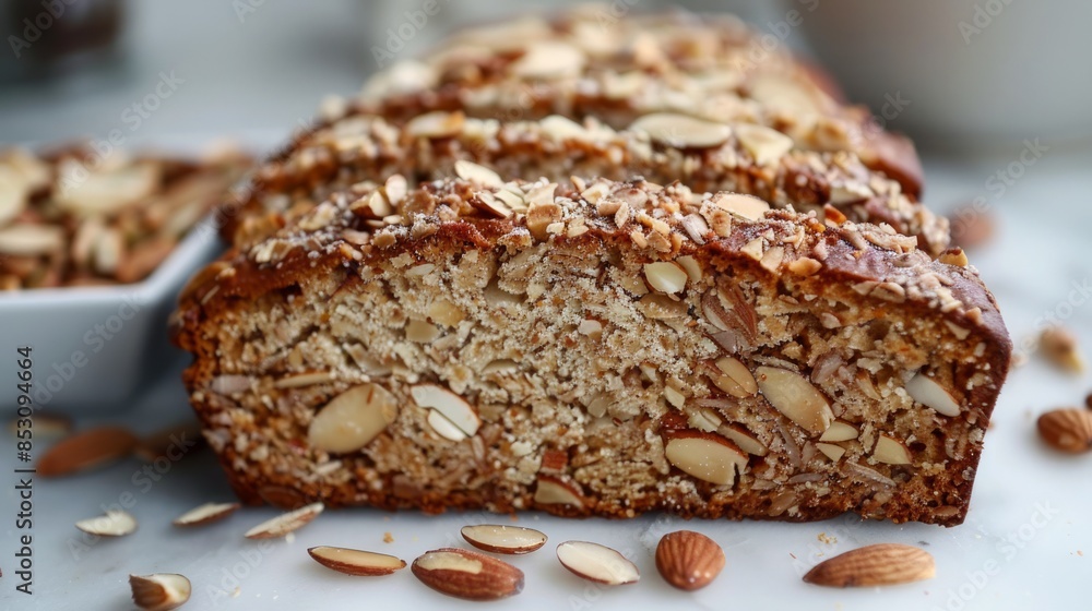 Healthy almond bread, Keto food, ketogenic diet. Healthy almond bread, Keto food, ketogenic diet.