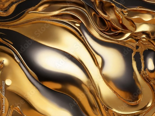 Obraz na płótnie Painted background. Abstract emotional art. Modern design element. Golden liquid acrylic paints w salonie