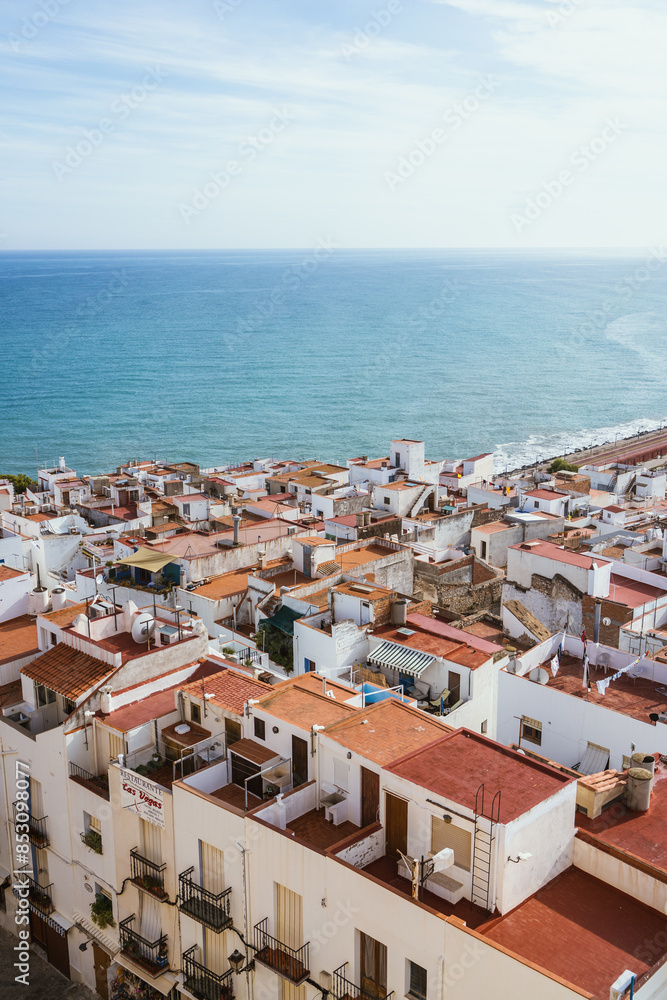 View of a coastal town by the sea in Spain View of a coastal town by the sea in Spain