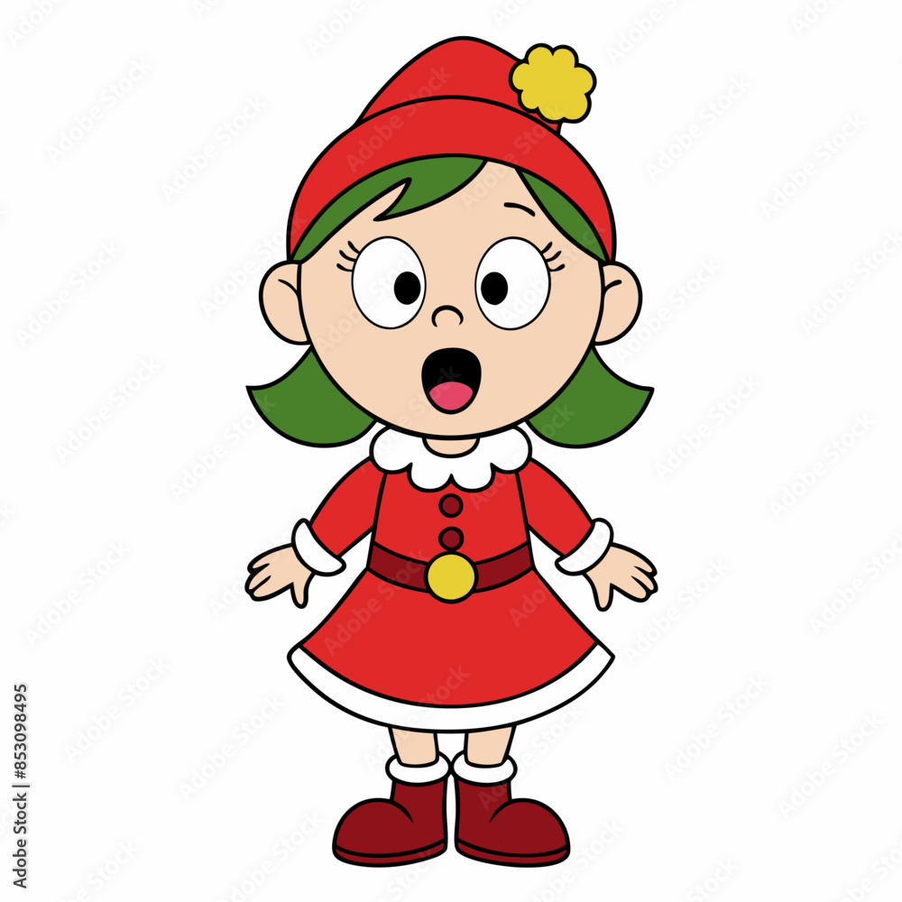 vector-cartoon-little-girl-singing-in-christmas-co vector-cartoon-little-girl-singing-in-christmas-co