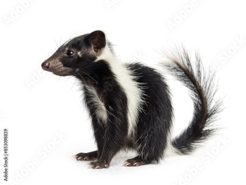 Skunk. Cute Classic Black-and-White Skunk Isolated on White Background © Vlad