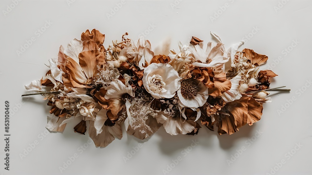 Obraz premium Dried flowers on white background