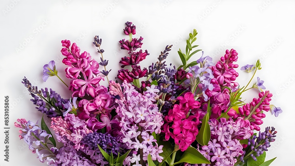 Obraz premium Purple summer flowers on white background