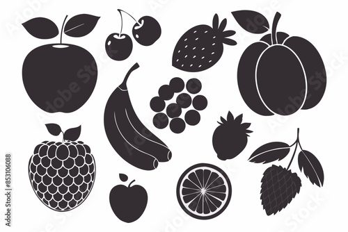 fruits item silhouette vector illustration design