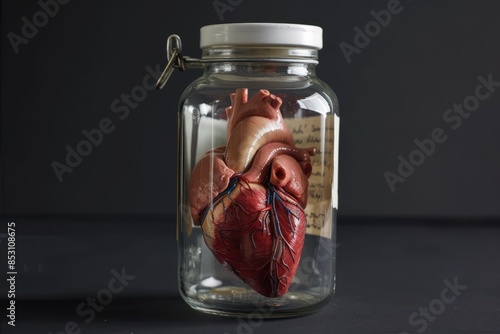 a jar with a human heart inside photo