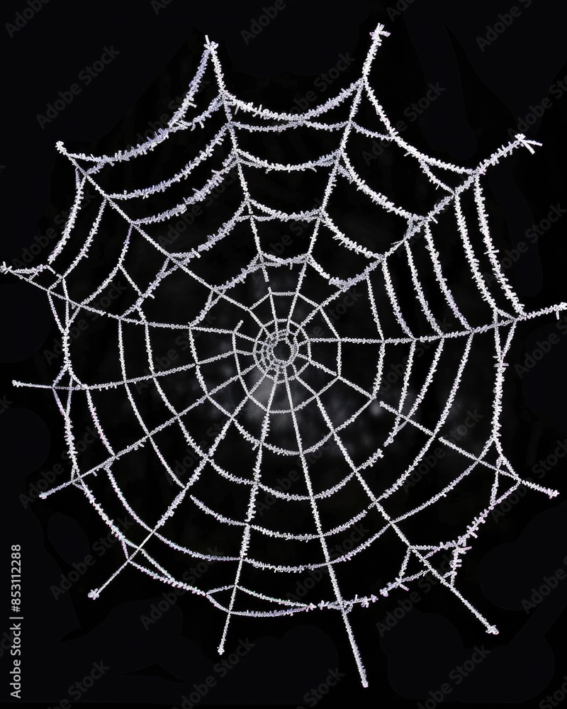 Obraz premium Spider's Web. Real Frost Covered Spider Web in Grunge Style for Halloween Theme