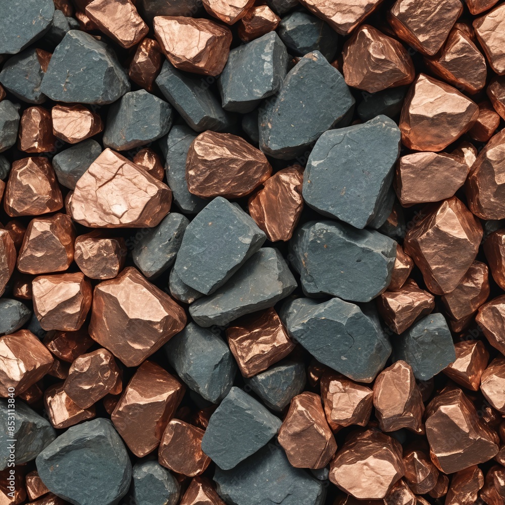 Shiny copper ore rocks showcasing rich hues of brown and orange