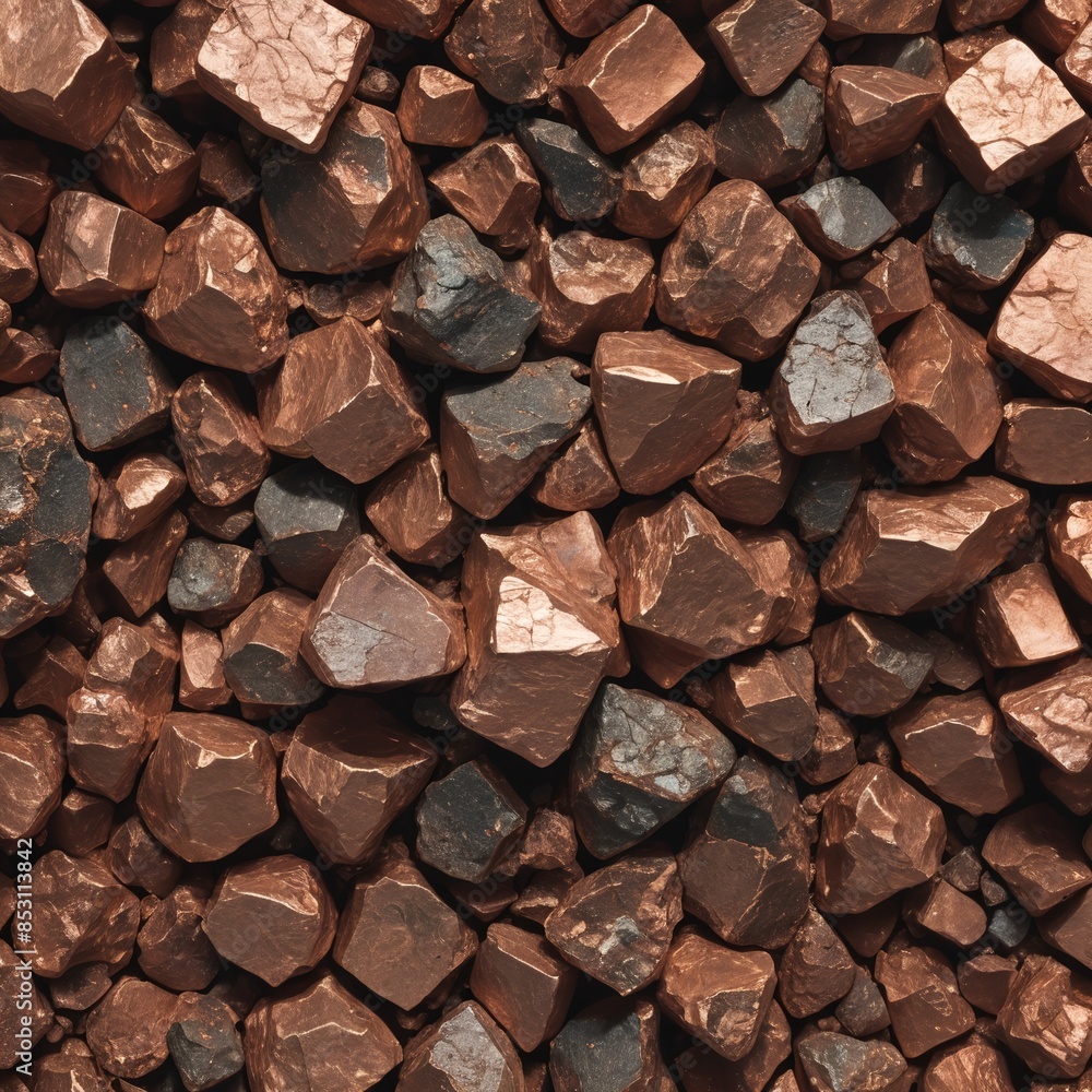 Shiny copper ore rocks showcasing rich hues of brown and orange Shiny copper ore rocks showcasing rich hues of brown and orange