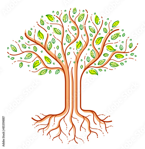 Beautiful tree vector linea...