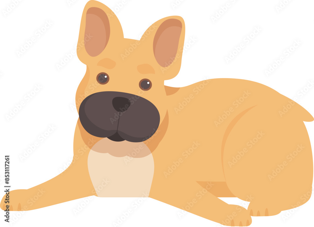 Cartoon illustration of a fawn french bulldog puppy lying down Cartoon illustration of a fawn french bulldog puppy lying down