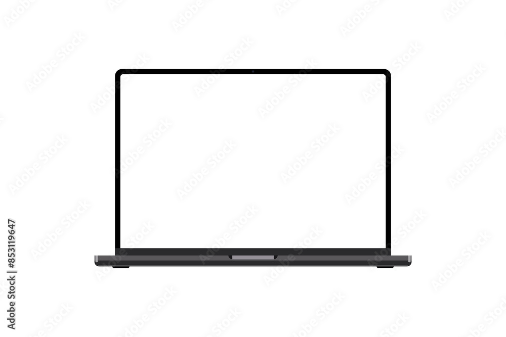 open laptop with white screen on white background. mockup. vector open laptop with white screen on white background. mockup. vector