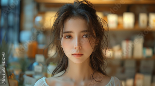 portrait of a salesgirl working in gift box store