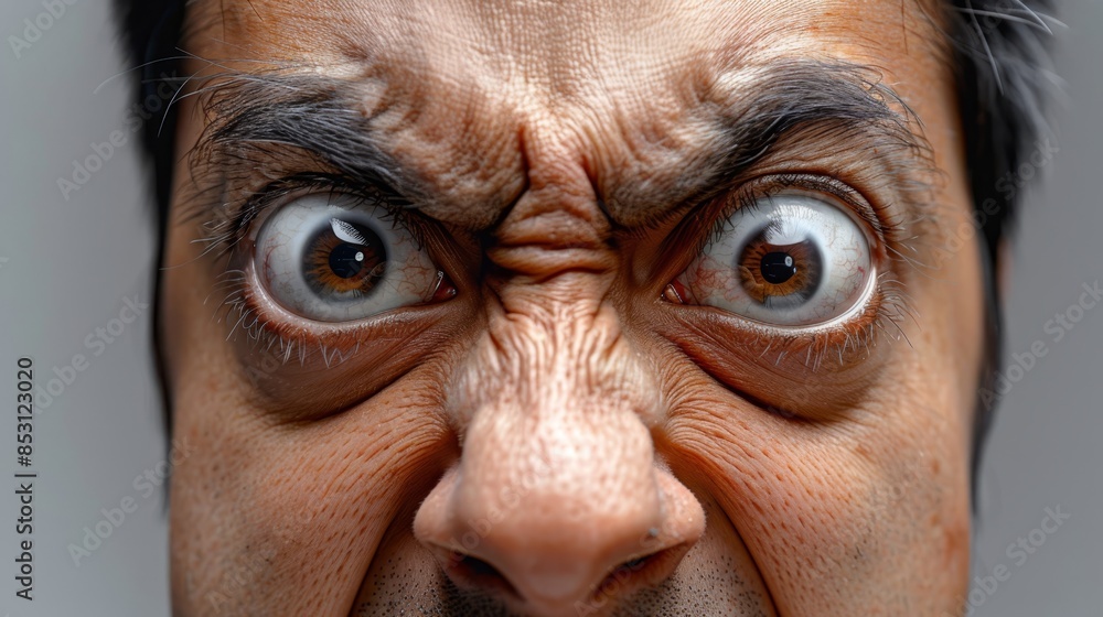 eyes wide, nose slightly askew eyes wide, nose slightly askew