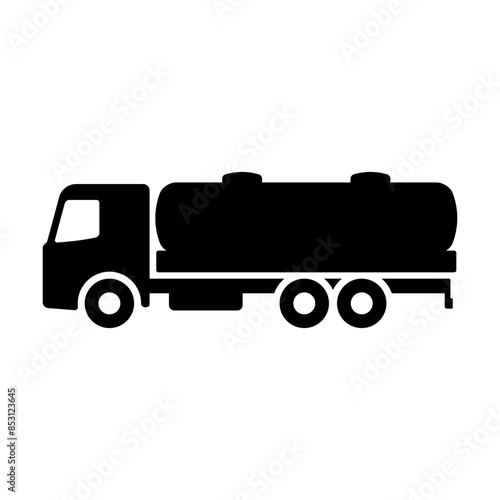 Truck tank icon. Black silhouette. Side view. Vector simple flat graphic illustration. Isolated object on a white background. Isolate.