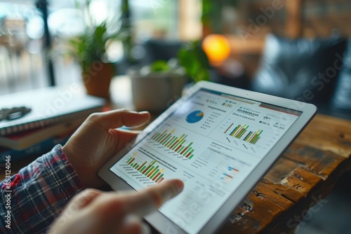 Data analysis concept on tablet. Business performance analysis. Modern analytics