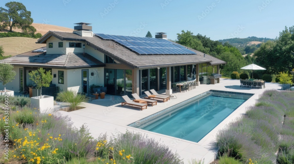 Fototapeta premium Photo of solar panels, generation of electricity using the sun