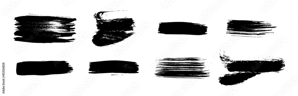 Set of black hand drawn brush strokes Set of black hand drawn brush strokes