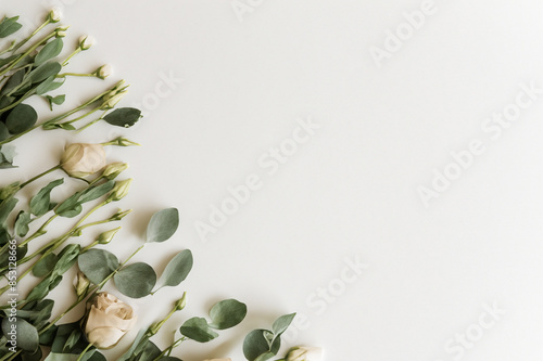 Elegant Flower Bouquet on White Background with Text Space photo