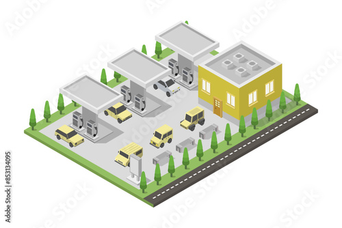 Petroleum gas station isometric