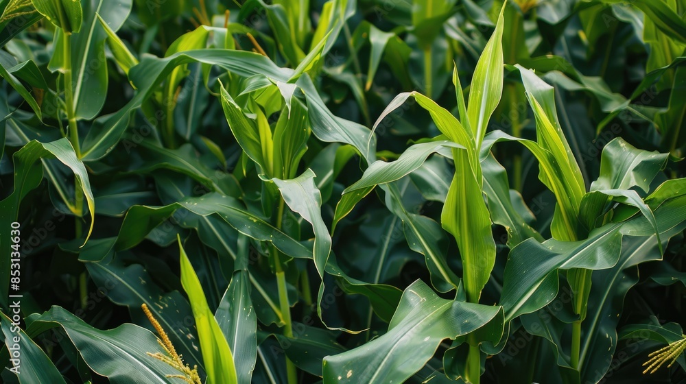 Fresh and vibrant green corn plants Fresh and vibrant green corn plants