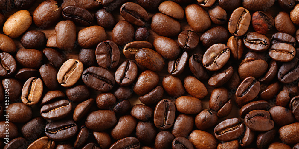 Fototapeta premium coffee beans macro as food background.